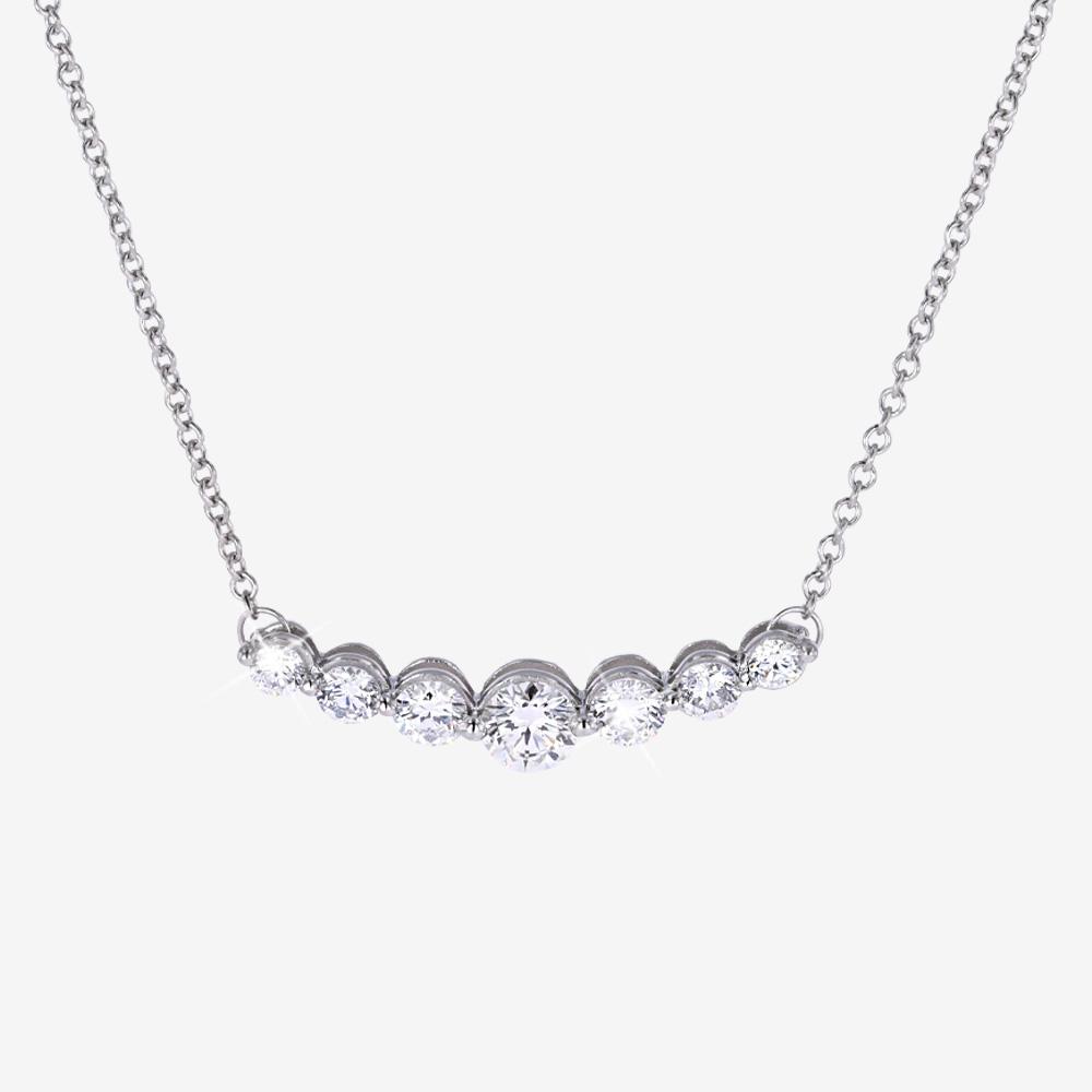 9ct White Gold Real Diamond Lab-Grown Bar Necklace .50ct